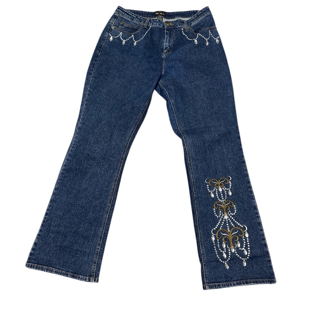 Patti LaBelle Embellished Bootcut Jeans Rhinestone Denim Size 16 Y2K Glam 34x30